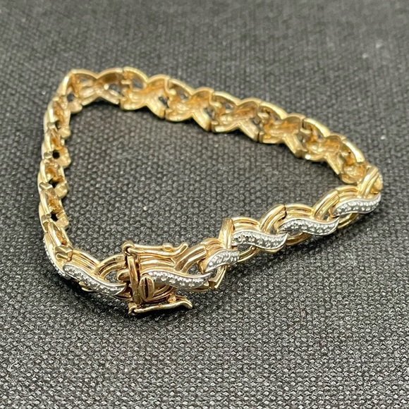 Vintage Marked 925 Sterling Silver Braided Two Toned Tennis Bracelet - Picture 1 of 6